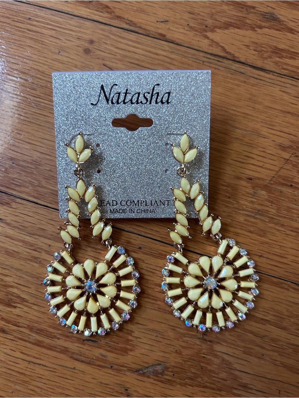 Natasha Couture Yellow Floral Drop Earrings
